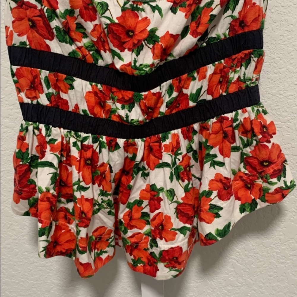 Maeve Ditali Red Floral Black Trim Tank Top - Picture 6 of 13